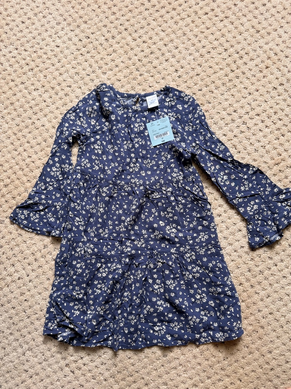 okie dokie Navy Blue Floral Ruffle Tiered Dress